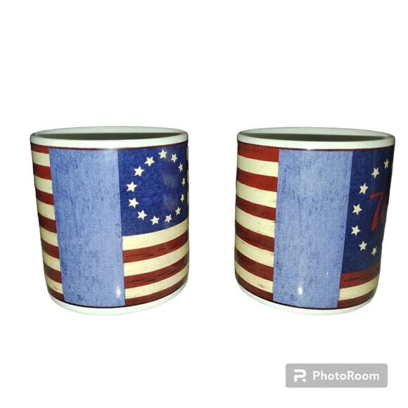 2 Sakura Brandon House Warren Kimble Spirit of the Flag Mugs - Picture 3 of 7